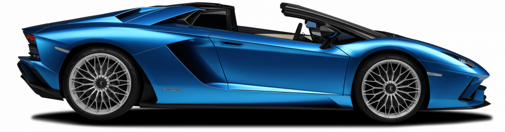 Lamborghini aventador roadster bleu vu de profil
